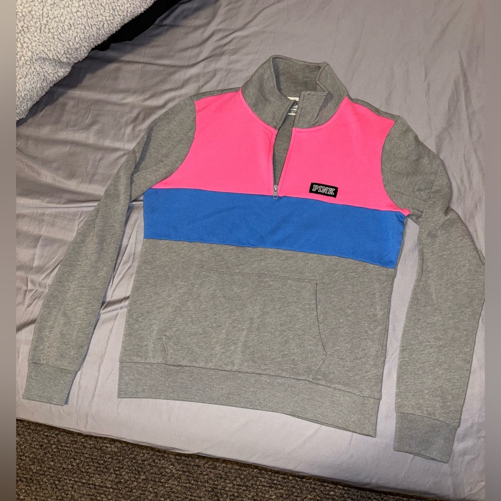 Victoria’s Secret VS PINK Colorblock Pullover/Quarter Zip Size S